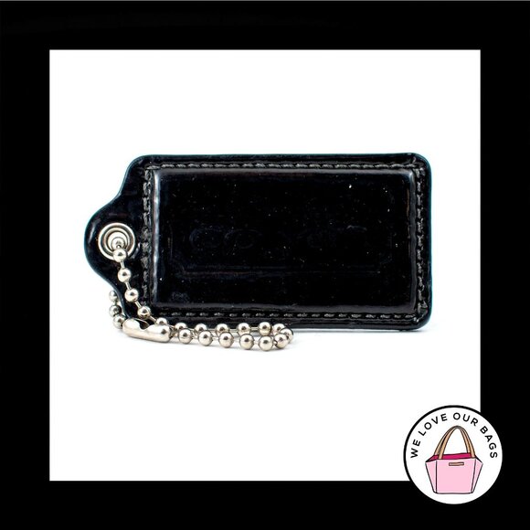 COACH Accessories - RARE 3" XL COACH Black Patent Leather Nickel Key Fob Bag Charm Keychain Hang Tag